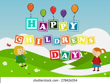 Happy children on a sunny day