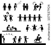 Happy Children Playing Icon Symbol Sign Pictogram