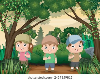 Happy children playing in the park
