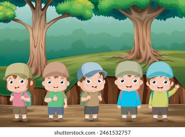 Happy children playing in the park