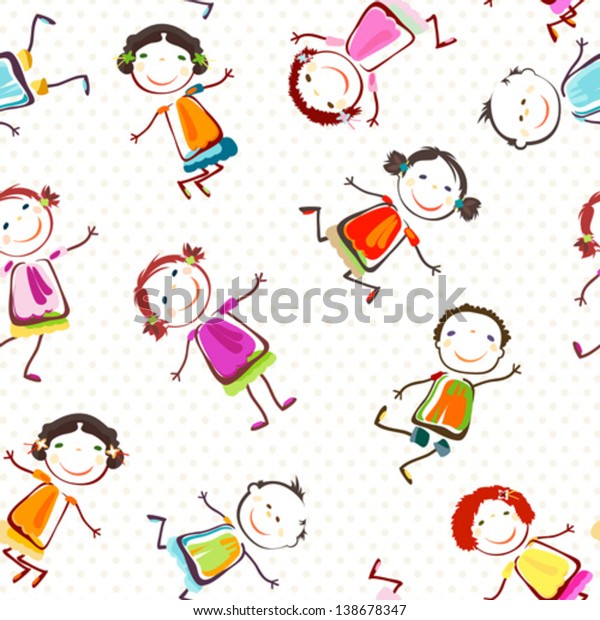 Happy Children Playing Seamless Pattern Stock Vector (Royalty Free ...