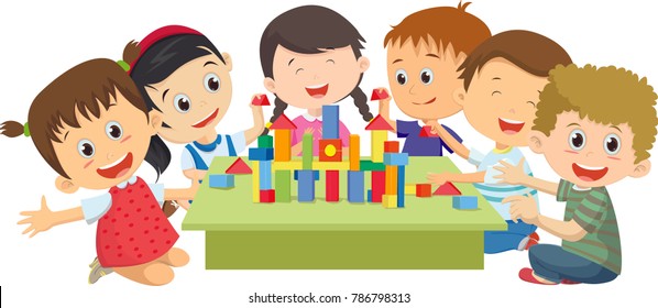 children playing with blocks