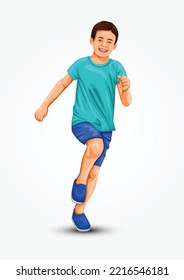 happy children running with white background. vector illustration 