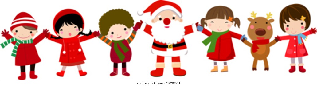 happy children and santa