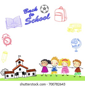 Happy children and school