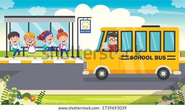 Happy Children And School
Bus