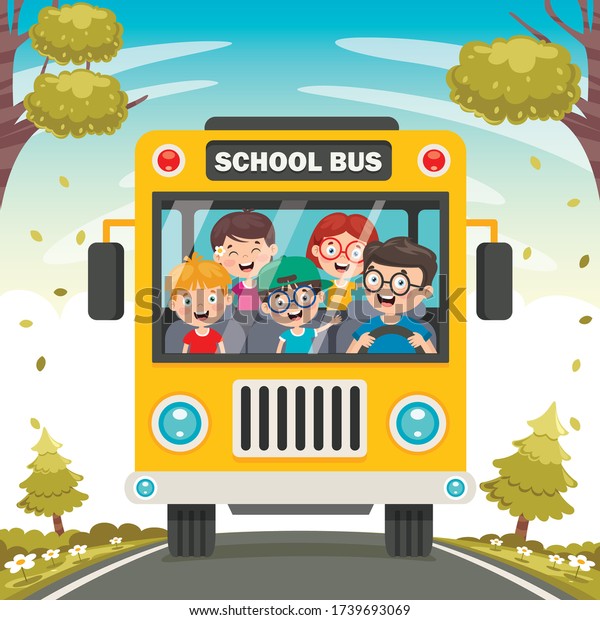 Happy Children And School
Bus