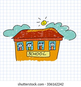 Happy children. School and education vector image.
