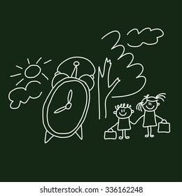 Happy children. School and education vector image.