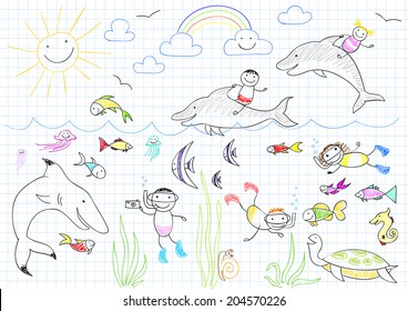 Kids Drawing Swim Images Stock Photos Vectors Shutterstock