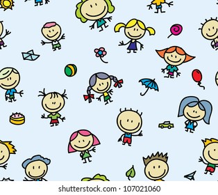 Happy children seamless background