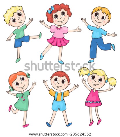 Happy children set. Isolated on white Cute vector.