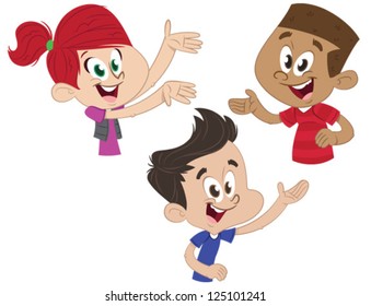 Happy Children Showing Off Stock Vector (Royalty Free) 125101241