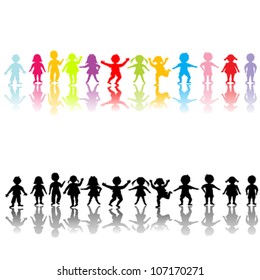 Happy children silhouettes