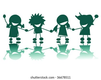 Happy children silhouettes