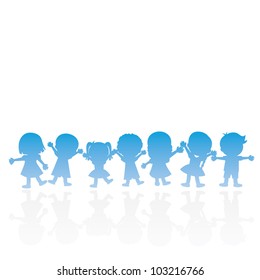 happy children silhouettes background for activity and learning