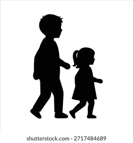 Glückliche Kinder Silhouetten, die zusammen springen und tanzen, spielerische Kinderaktivität, Kinderfreude, Bildungskonzept, einzelne Vektorgrafik. Kinder, die Silhouetten springen, einzeln auf weißem Hintergrund, Vektor. Fröhlich springende Kinder Silhouetten einzeln auf weißem Hintergrund, Vektor.
