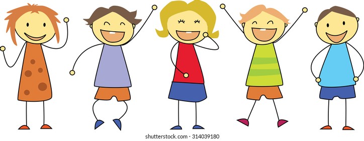 happy children smiling - kids drawing