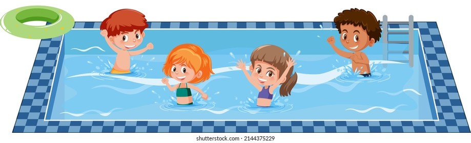 Happy Children Swimming Pool Illustration Stock Vector (Royalty Free ...