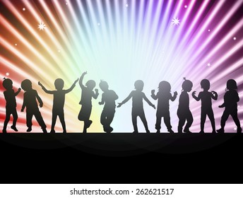 happy children together dancing