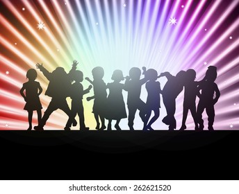happy children together dancing