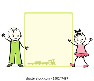 Happy children. Vector illustration with place for your text.
