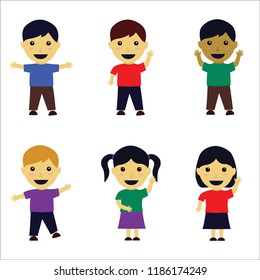 Happy children vector isolated on white