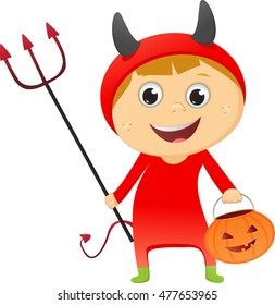 happy children wearing devil costume