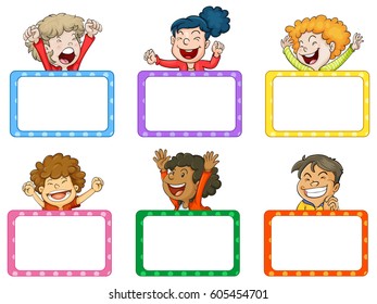 Happy children and white boards illustration
