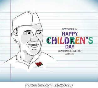 Happy Children's Day 14th November - Jawaharlal Nehru Jayanti 
Children typographic with children vector illustration isolated