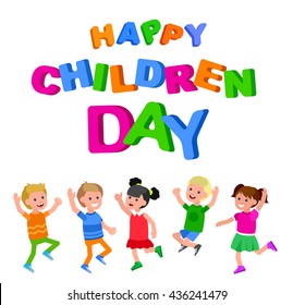 Happy childrens day background. Happy childrens day card. Lettering background