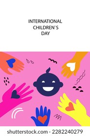 Happy childrens day  background  design  celebrating poster modern flat vector illustration