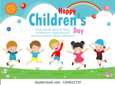 Happy Childrens Day Background Poster Happy Stock Vector (Royalty Free ...