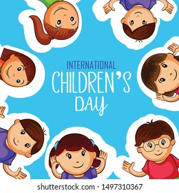 Afiche de fondo del día de los niños felices con feliz ilustración infantil