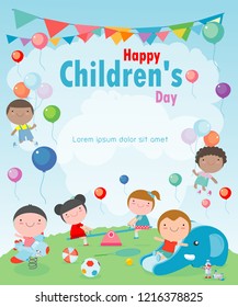 Happy children's day background, vector illustration