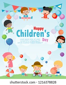 Happy children's day background, vector illustration