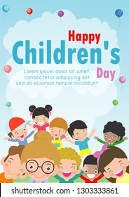 Felices antecedentes del día de los niños, ilustración vectorial