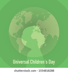 Happy Childrens Day Background. Vector Illustration Of Universal Children Day Poster. Greeting Card. Flat. Round Frame.