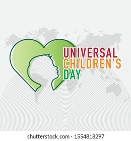 Happy childrens day background. Vector illustration of Universal Children day poster. Greeting card. Flat. Round frame.