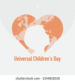 Happy childrens day background. Vector illustration of Universal Children day poster. Greeting card. Flat. Round frame.