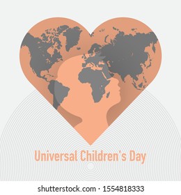 Happy childrens day background. Vector illustration of Universal Children day poster. Greeting card. Flat. Round frame.