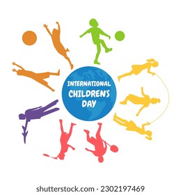 Happy children's day background. Vector illustration of World Children's Day poster. Greeting card.Round frame.