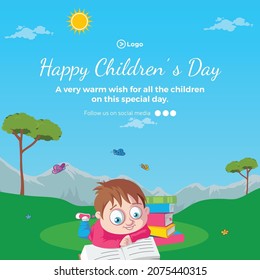 Happy children's day banner design template.