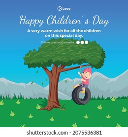 Happy children's day banner design template.