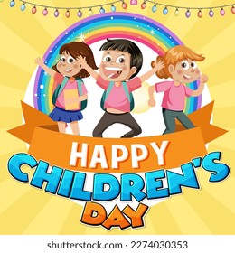 Happy children's day banner illustration