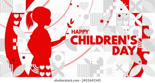 happy children's day - banner, vector illustration	