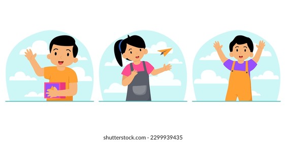 Diseño plano del paquete Happy Children's Day