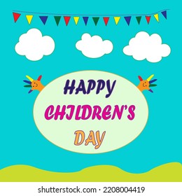 Happy children's day card. colorful, simple . vector design