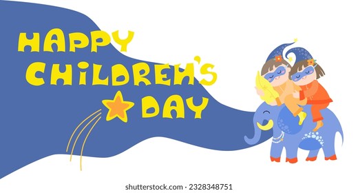 Happy childrens day card. Vector Illustration for international children celebration