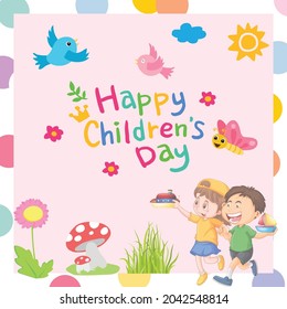 happy children's day celebrate and wishing post